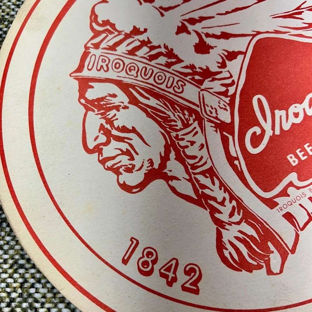 Vintage 1955 Iroquois Beer and Ale Advertising Sign/Oversized Coaster Buffalo NY